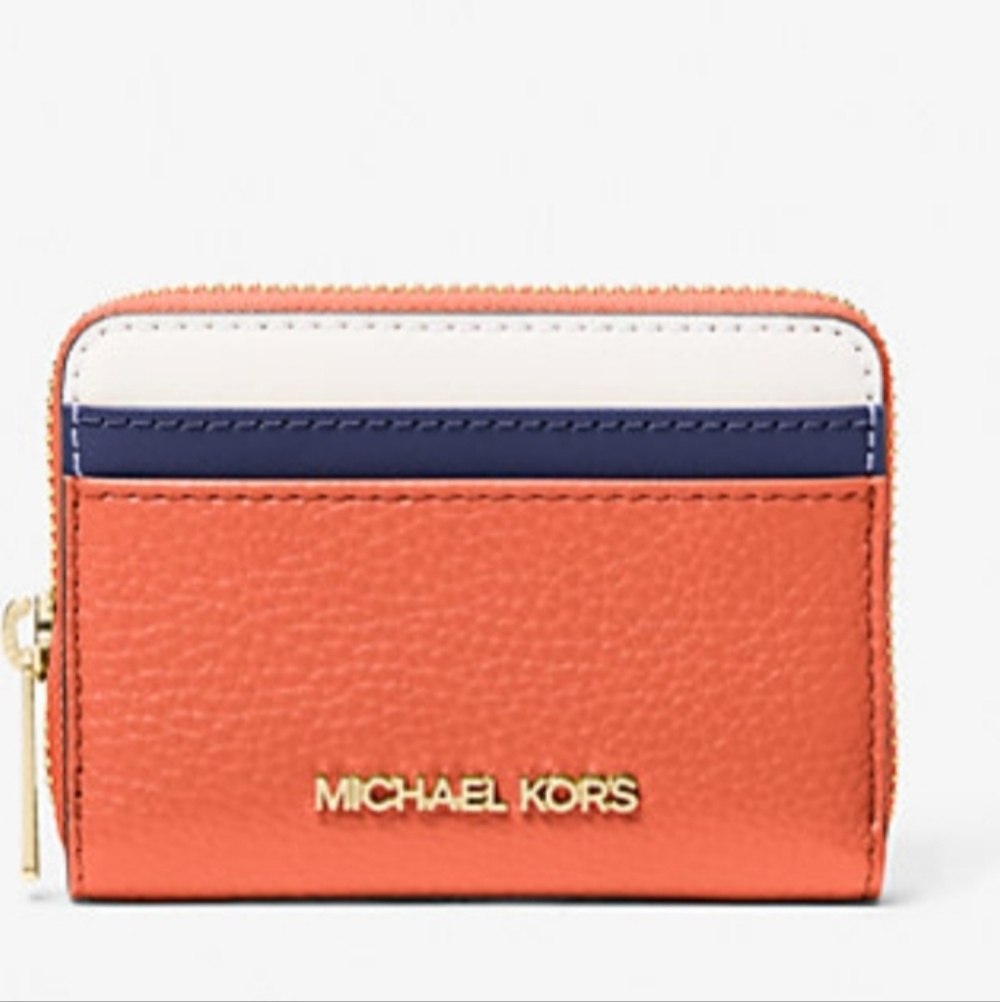 CLEARANCE! Michael Kors Jet Set Travel Med Color Block Wallet Red Clay Multi NWT